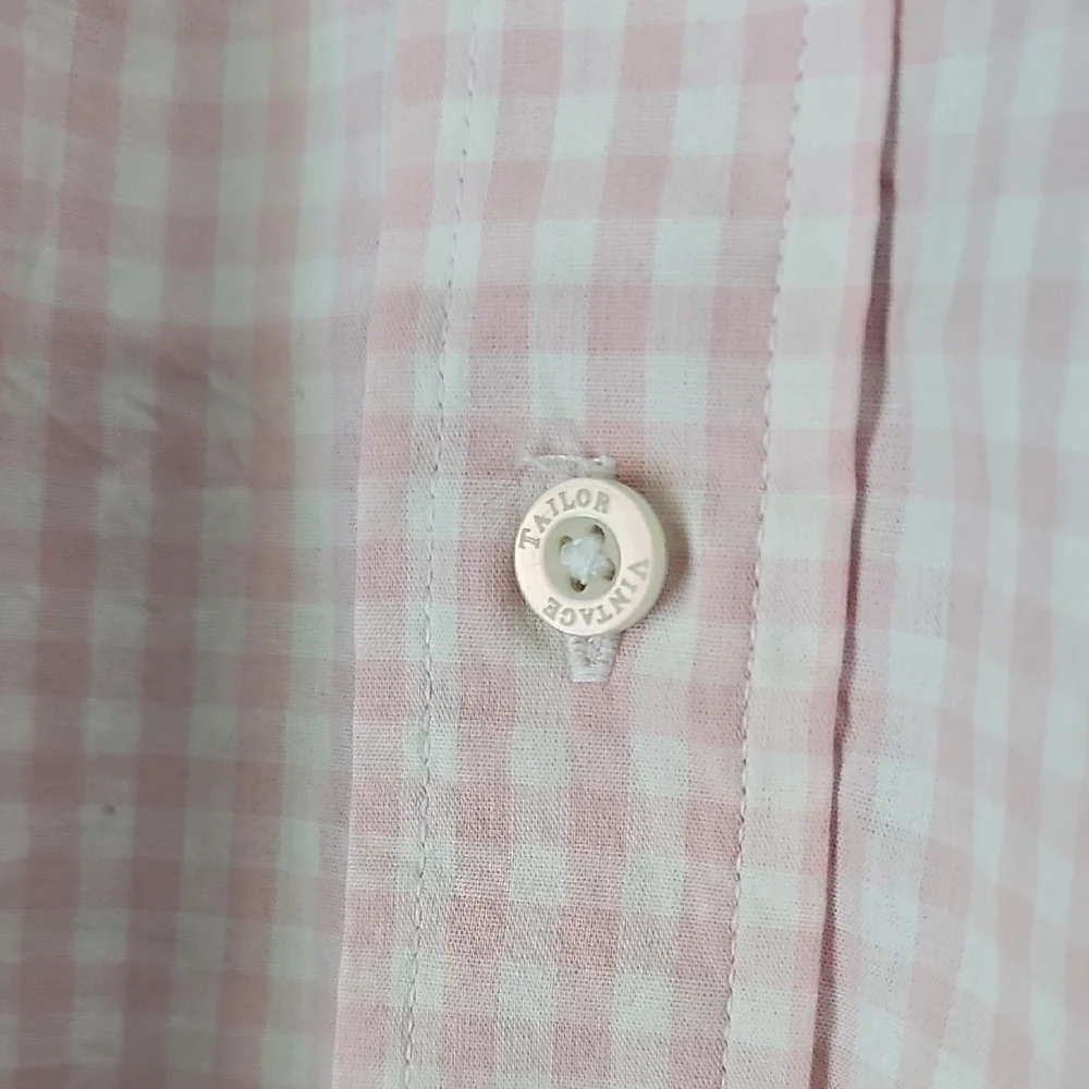 Tailor Vintage Airotec Flamingo Gingham Light Pink Checkered Button Down Shirt - Picture 3 of 8